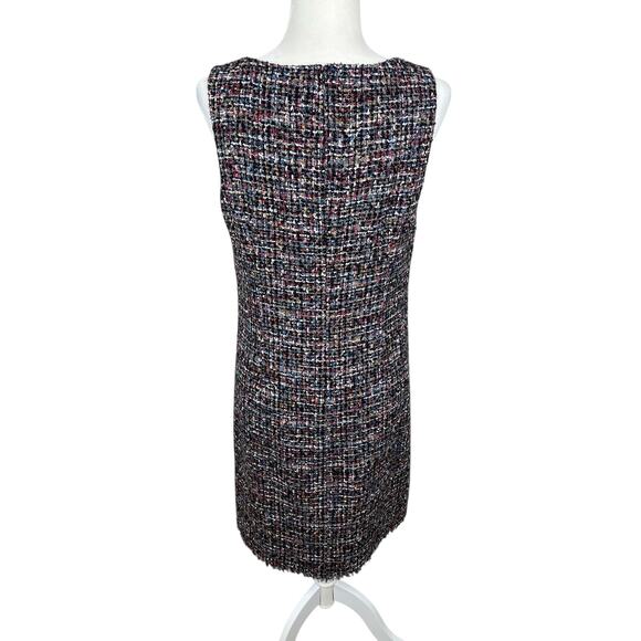 Talbots Tweed Sleeveless Sheath Dress Fringe Metallic Classic Career Multi Sz 8 - Picture 8 of 14